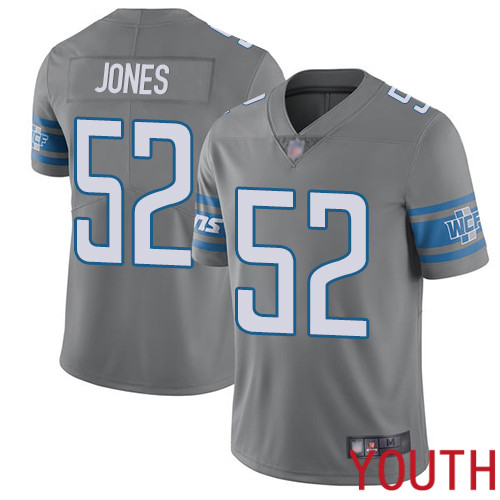 Detroit Lions Limited Steel Youth Christian Jones Jersey NFL Football #52 Rush Vapor Untouchable->youth nfl jersey->Youth Jersey